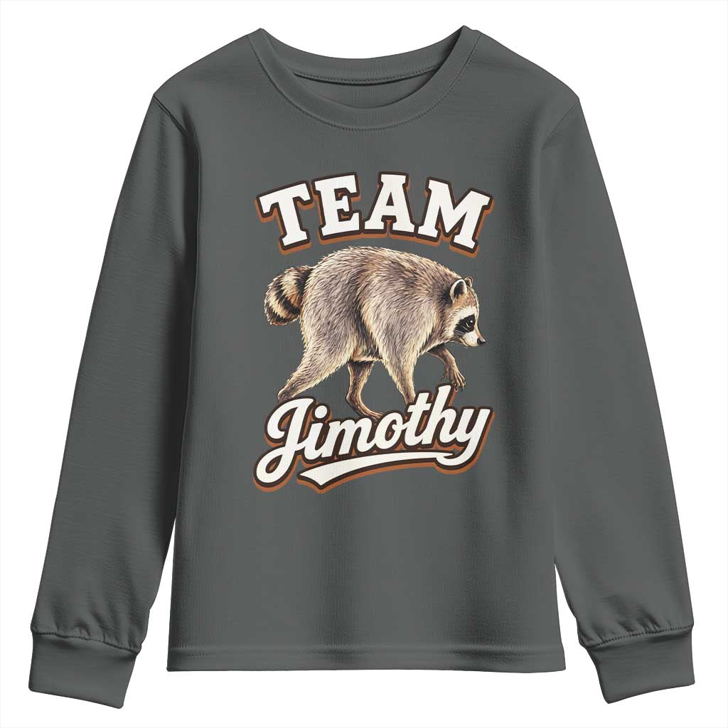 Team Jimothy Funny Viral Seattle Raccoon Legend Youth Sweatshirt Trash Panda Meme Vintage Sports Style Graphic