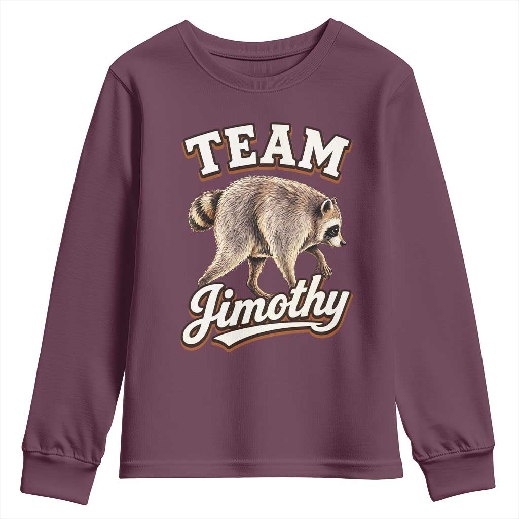 Team Jimothy Funny Viral Seattle Raccoon Legend Youth Sweatshirt Trash Panda Meme Vintage Sports Style Graphic