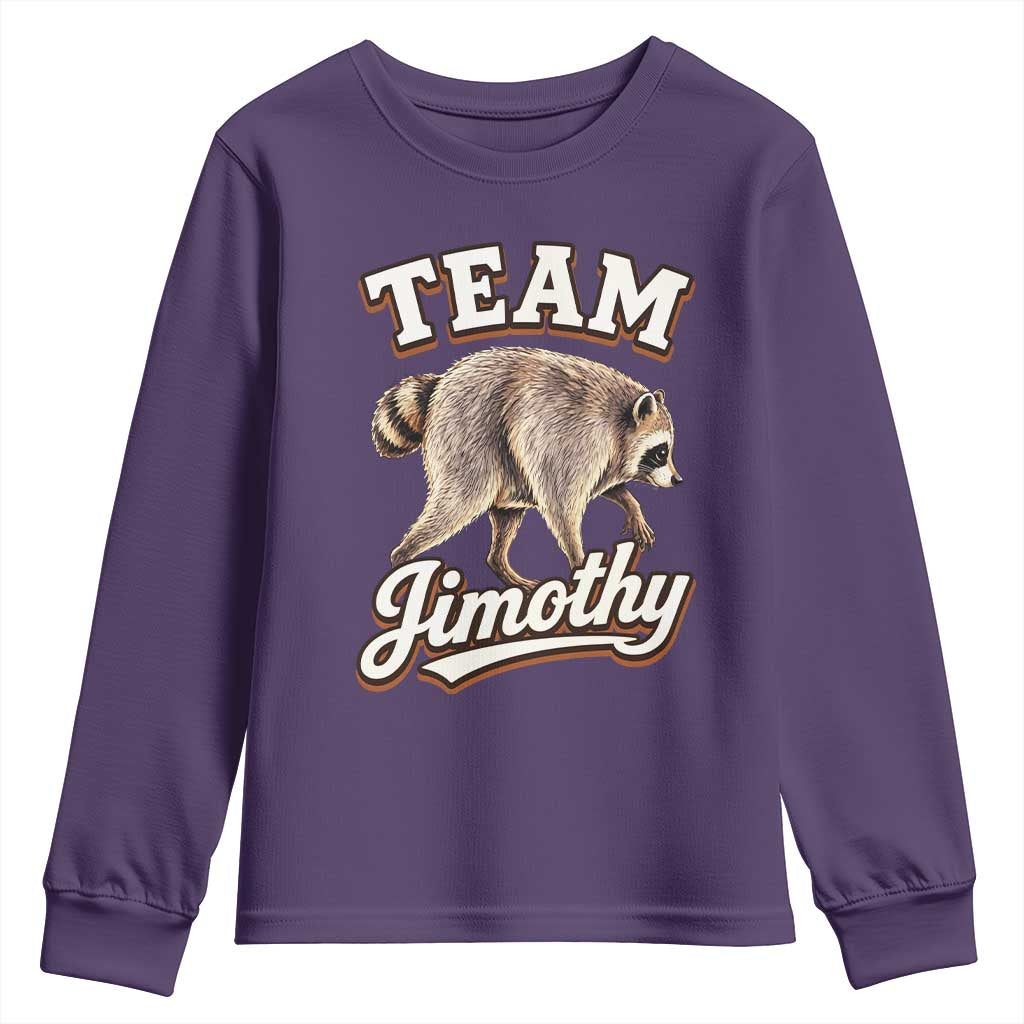 Team Jimothy Funny Viral Seattle Raccoon Legend Youth Sweatshirt Trash Panda Meme Vintage Sports Style Graphic
