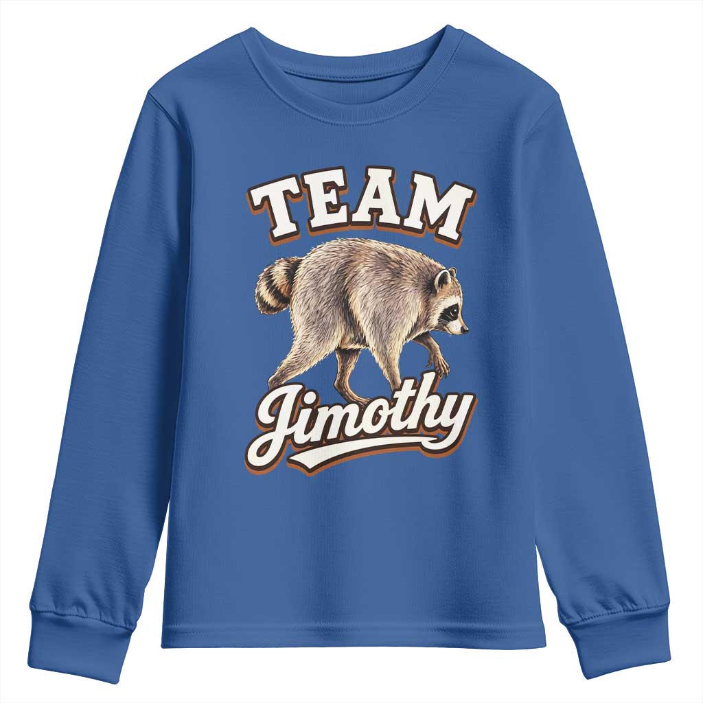 Team Jimothy Funny Viral Seattle Raccoon Legend Youth Sweatshirt Trash Panda Meme Vintage Sports Style Graphic