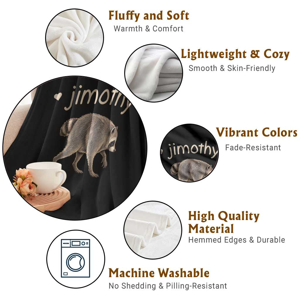 Cute Jimothy the Raccoon Heart Graphic Throw Blanket Viral Seattle Trash Panda Meme