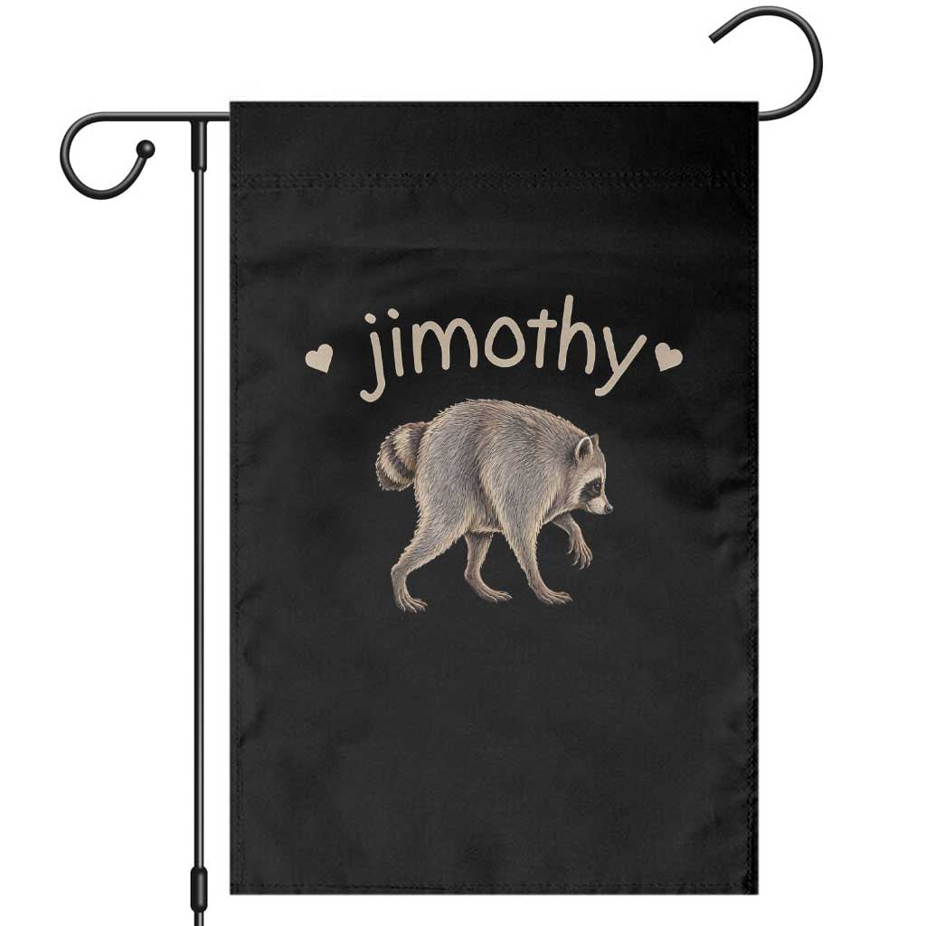 Cute Jimothy the Raccoon Heart Graphic Garden Flag Viral Seattle Trash Panda Meme