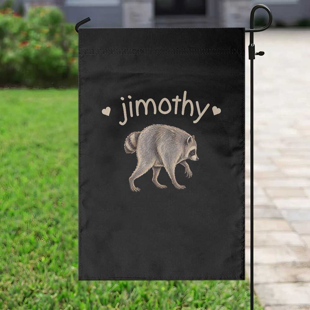 Cute Jimothy the Raccoon Heart Graphic Garden Flag Viral Seattle Trash Panda Meme