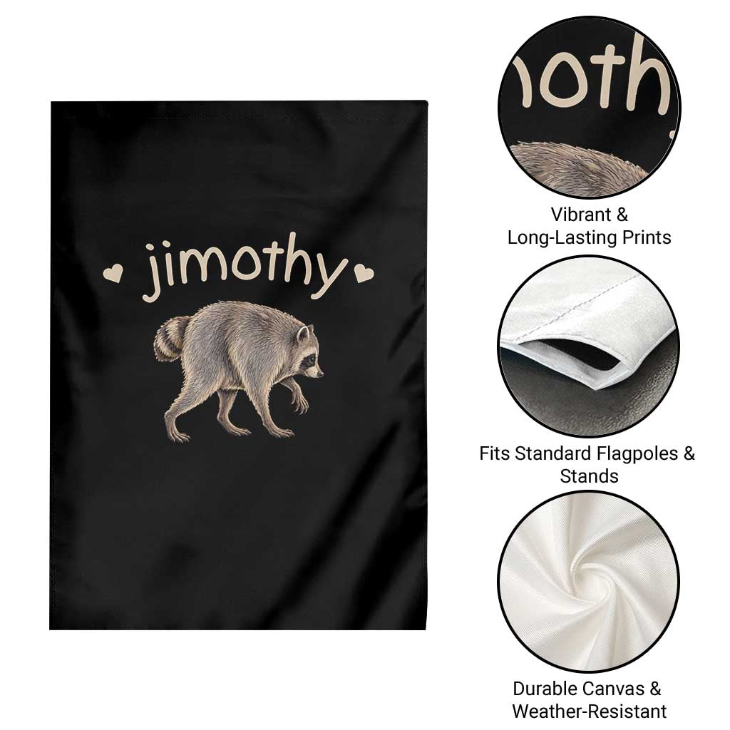Cute Jimothy the Raccoon Heart Graphic Garden Flag Viral Seattle Trash Panda Meme