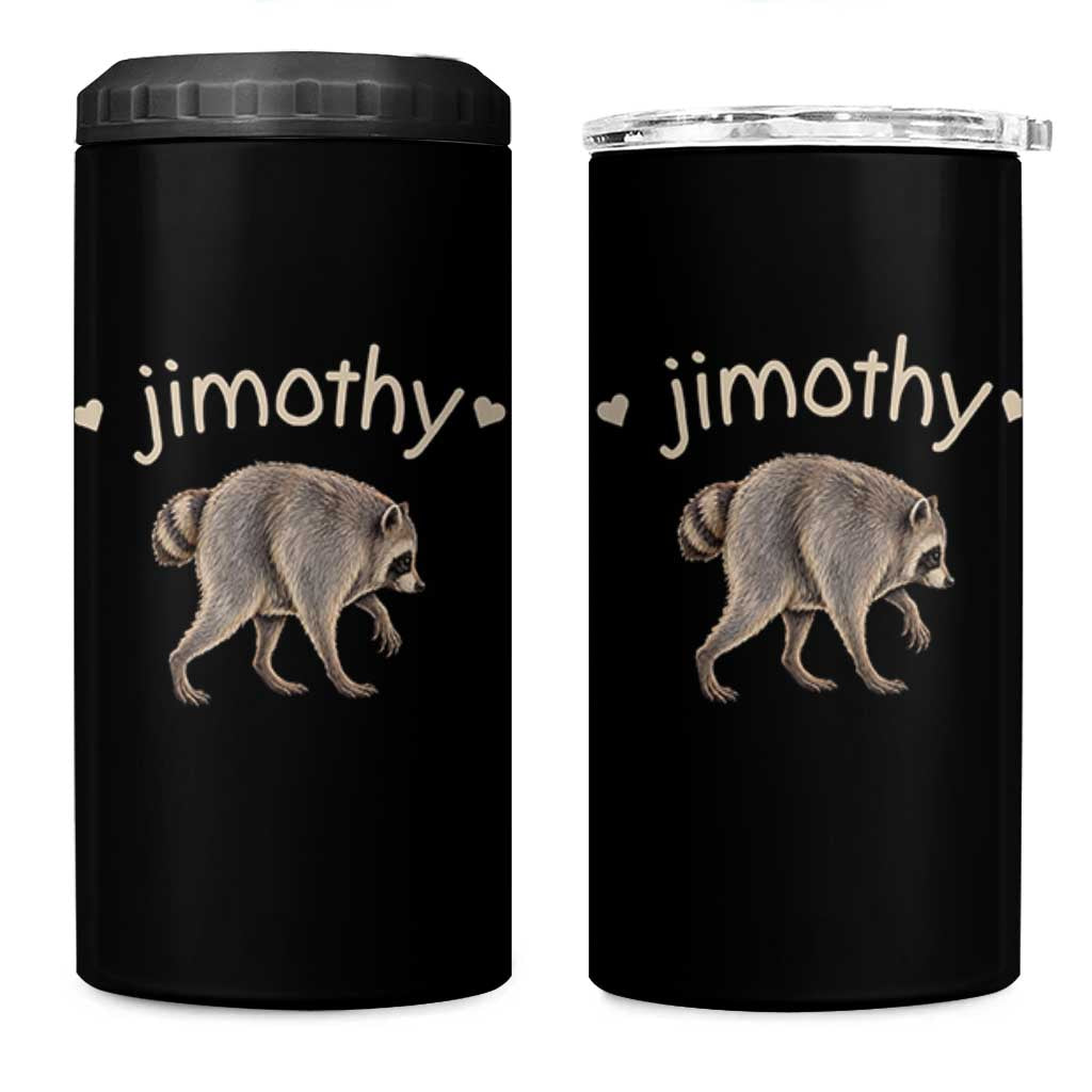 Cute Jimothy the Raccoon Heart Graphic 4 in 1 Can Cooler Tumbler Viral Seattle Trash Panda Meme