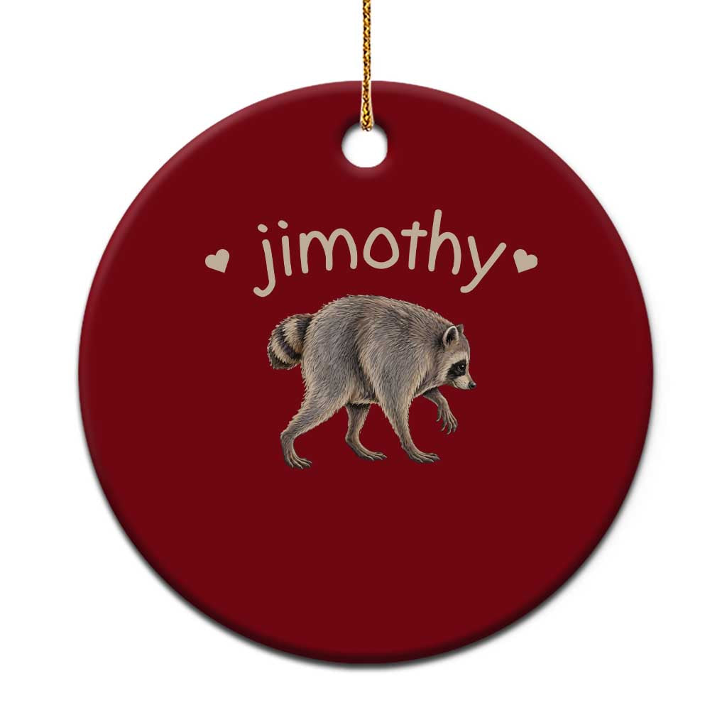 Cute Jimothy the Raccoon Heart Graphic Ceramic Ornament Viral Seattle Trash Panda Meme