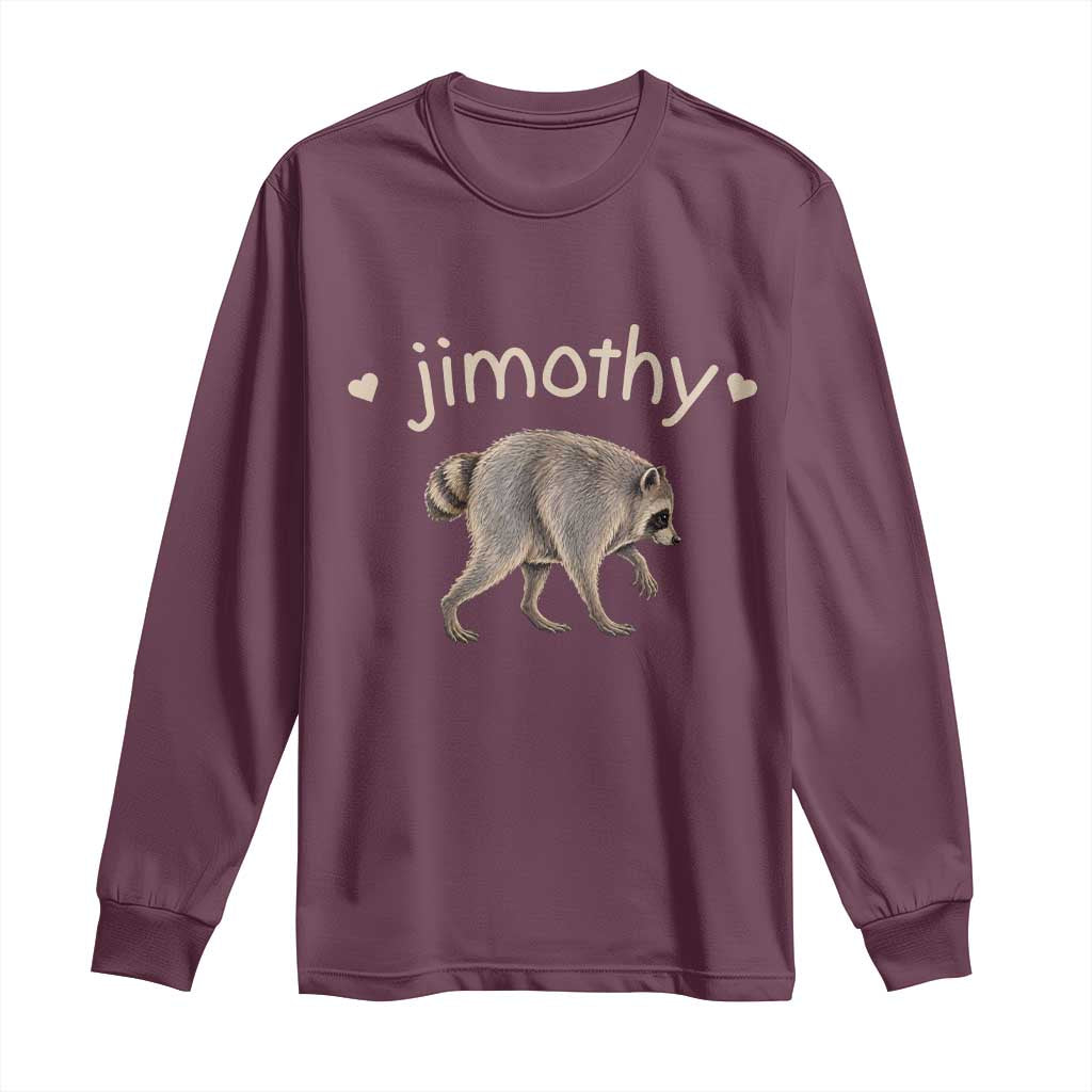 Cute Jimothy the Raccoon Heart Graphic Long Sleeve Shirt Viral Seattle Trash Panda Meme