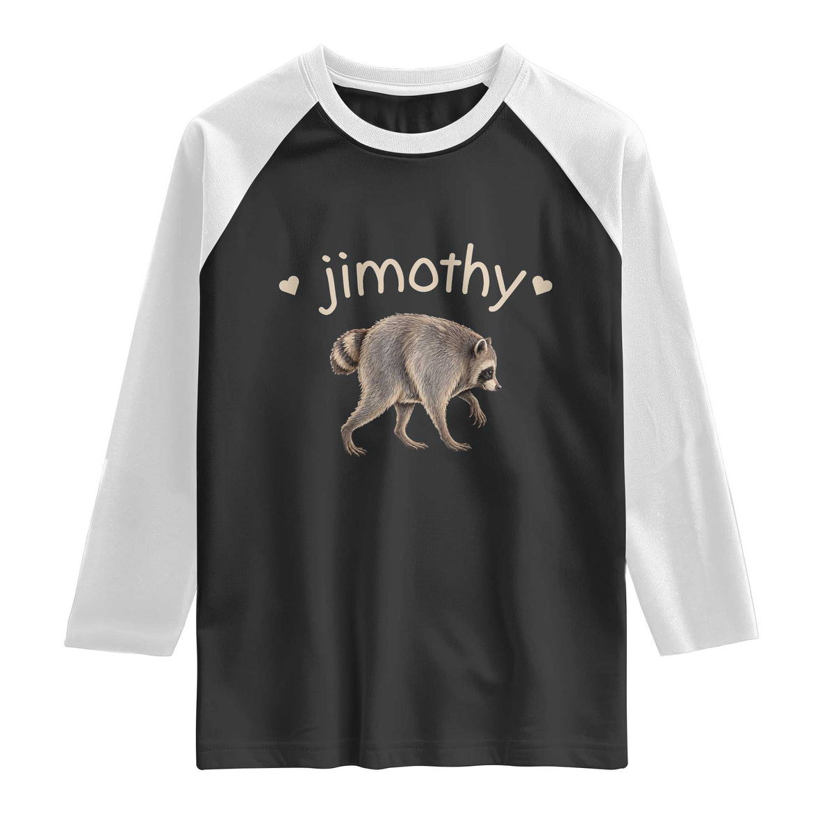 Cute Jimothy the Raccoon Heart Graphic Raglan Shirt Viral Seattle Trash Panda Meme