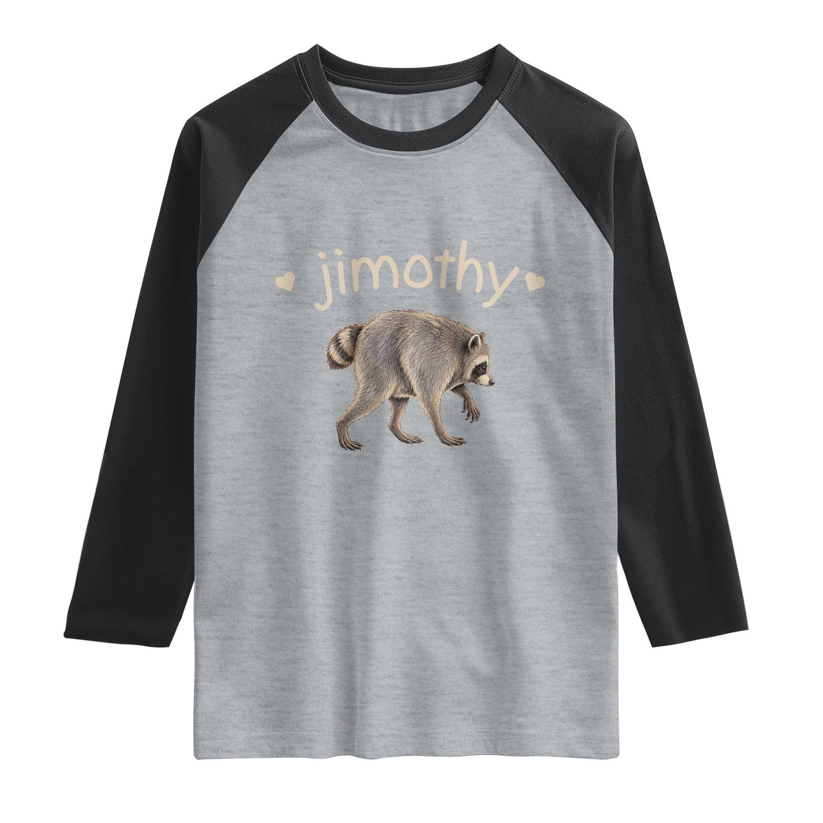 Cute Jimothy the Raccoon Heart Graphic Raglan Shirt Viral Seattle Trash Panda Meme