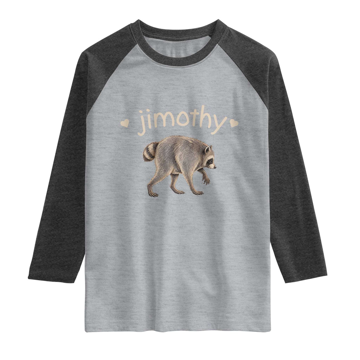 Cute Jimothy the Raccoon Heart Graphic Raglan Shirt Viral Seattle Trash Panda Meme