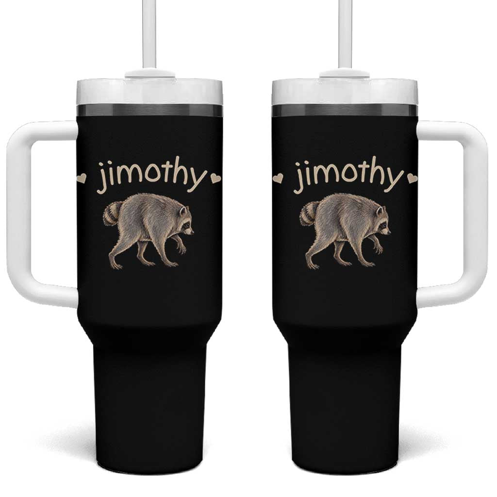 Cute Jimothy the Raccoon Heart Graphic Tumbler With Handle Viral Seattle Trash Panda Meme