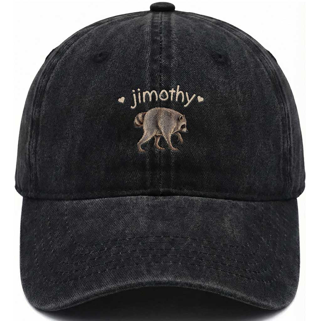 Cute Jimothy the Raccoon Heart Graphic Washed Cotton Baseball Cap Viral Seattle Trash Panda Meme