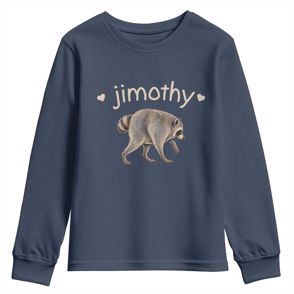 Cute Jimothy the Raccoon Heart Graphic Youth Sweatshirt Viral Seattle Trash Panda Meme