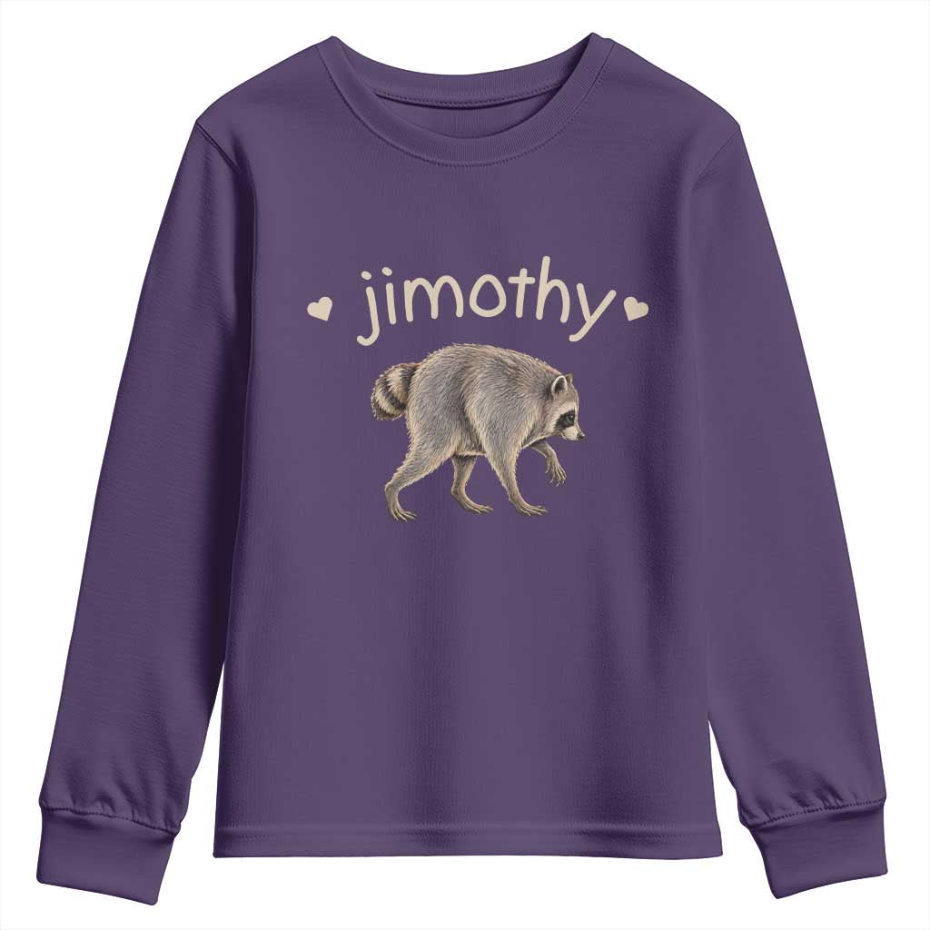 Cute Jimothy the Raccoon Heart Graphic Youth Sweatshirt Viral Seattle Trash Panda Meme