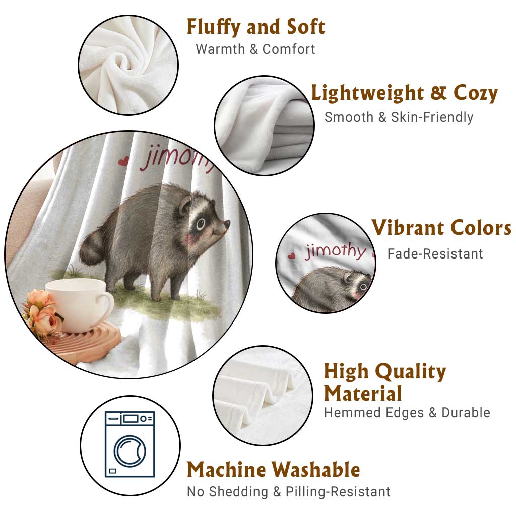 Cute Watercolor Viral Jimothy the Raccoon Throw Blanket Viral Seattle Trash Panda Meme