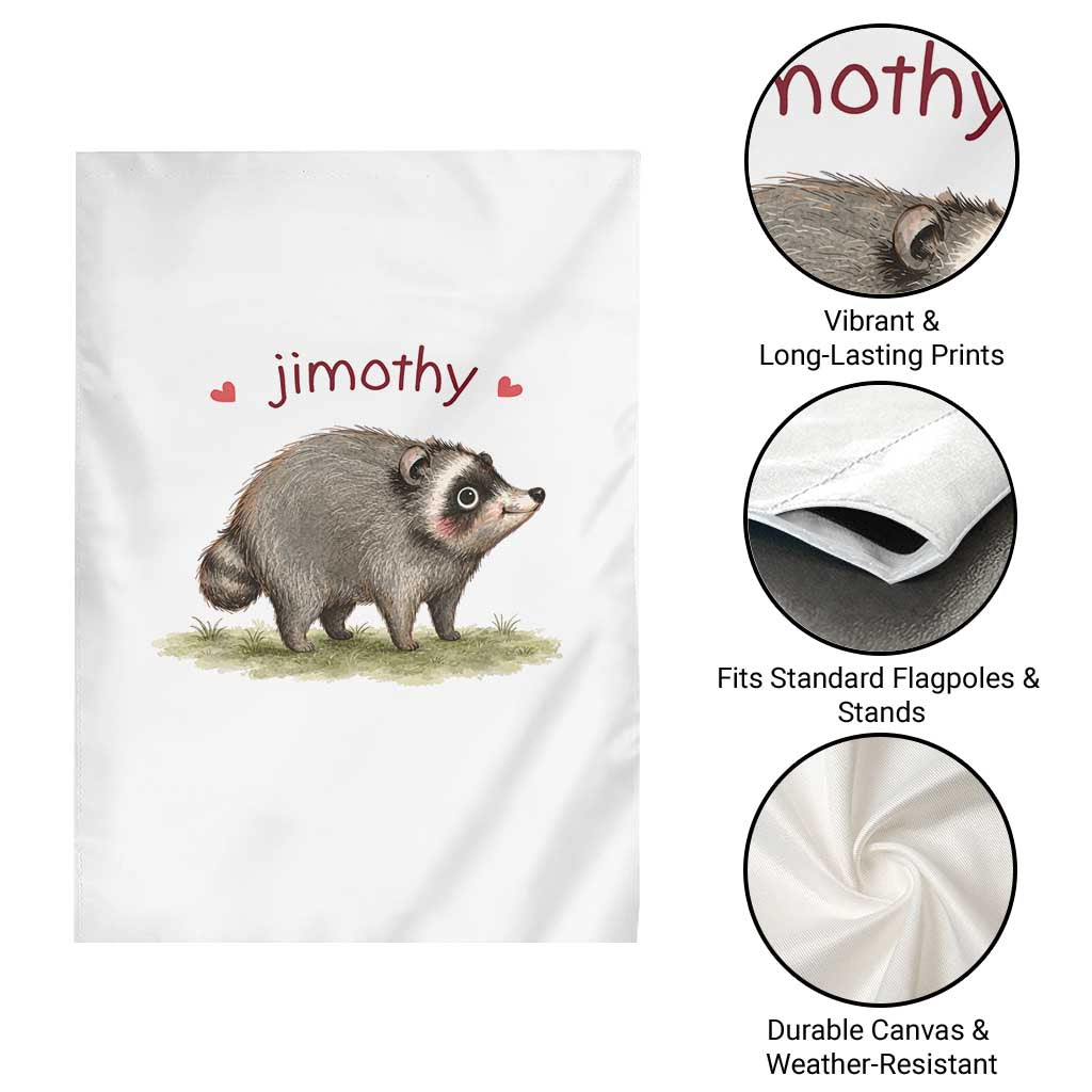 Cute Watercolor Viral Jimothy the Raccoon Garden Flag Viral Seattle Trash Panda Meme