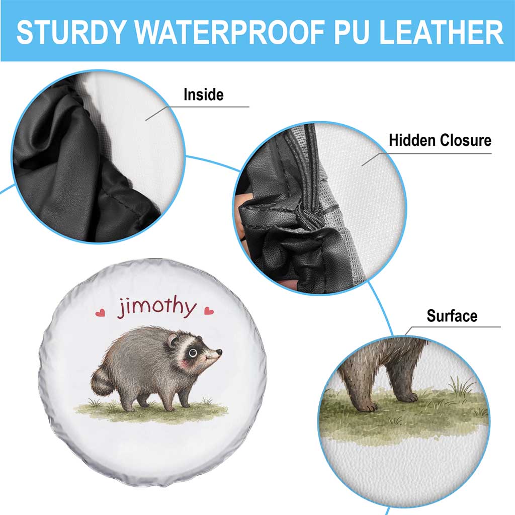 Cute Watercolor Viral Jimothy the Raccoon Spare Tire Cover Viral Seattle Trash Panda Meme