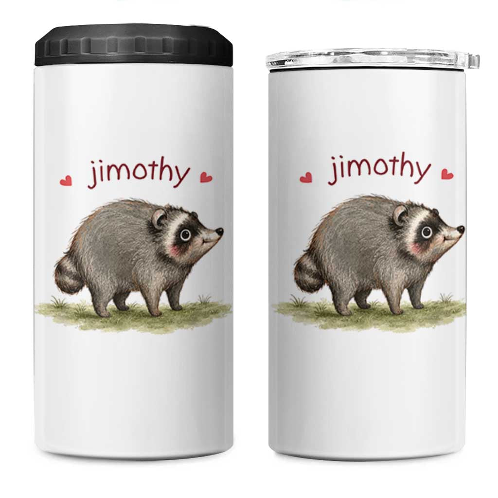 Cute Watercolor Viral Jimothy the Raccoon 4 in 1 Can Cooler Tumbler Viral Seattle Trash Panda Meme