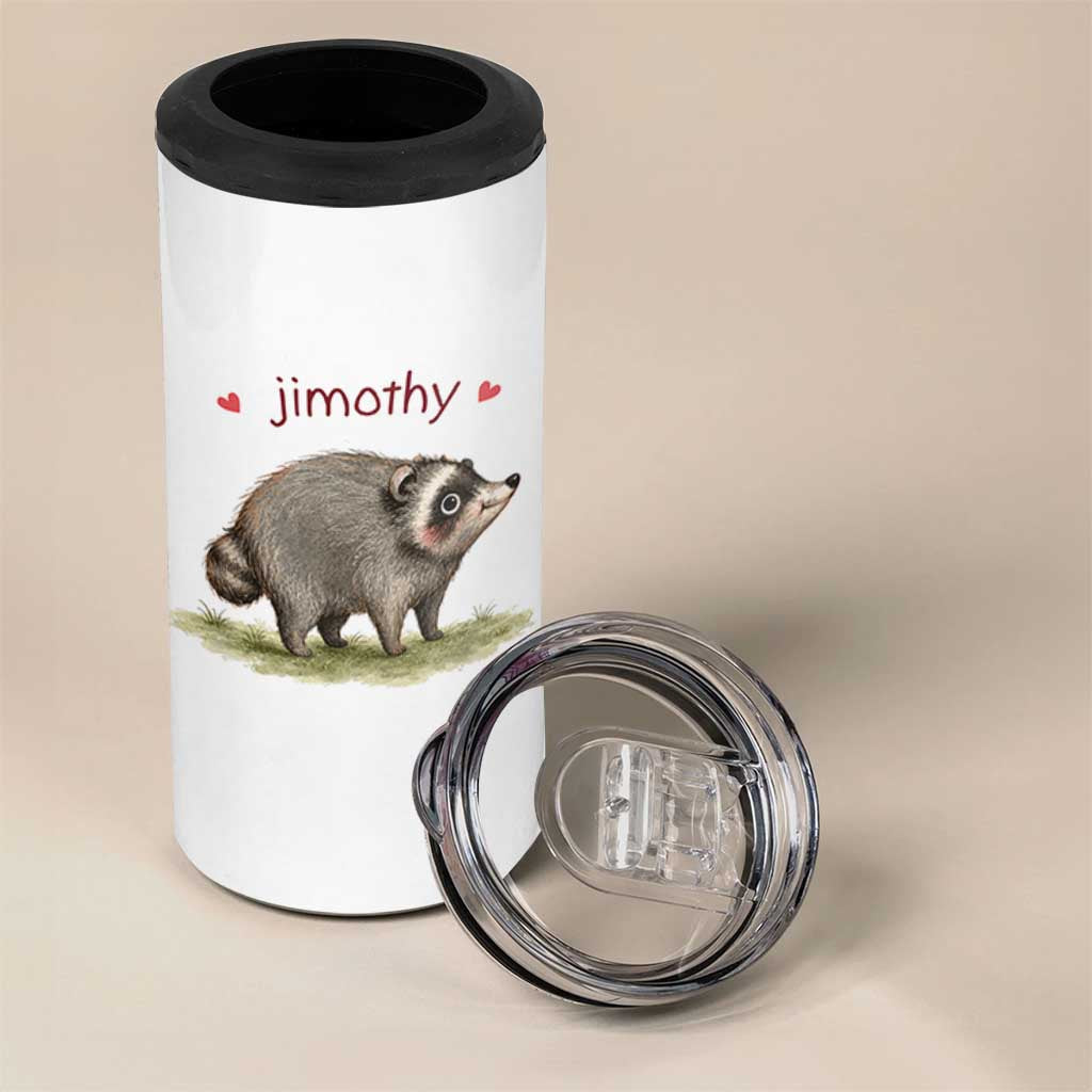 Cute Watercolor Viral Jimothy the Raccoon 4 in 1 Can Cooler Tumbler Viral Seattle Trash Panda Meme
