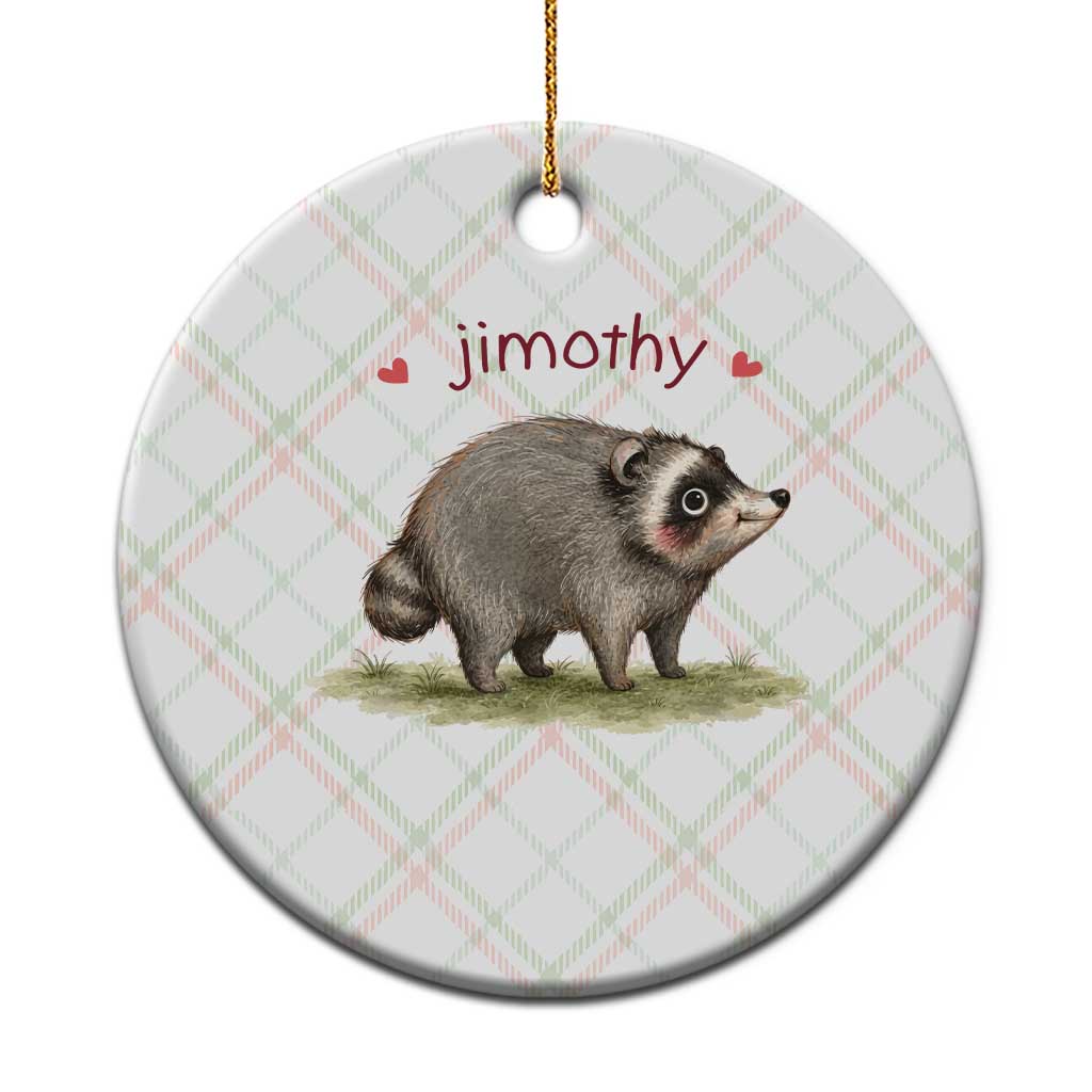 Cute Watercolor Viral Jimothy the Raccoon Ceramic Ornament Viral Seattle Trash Panda Meme