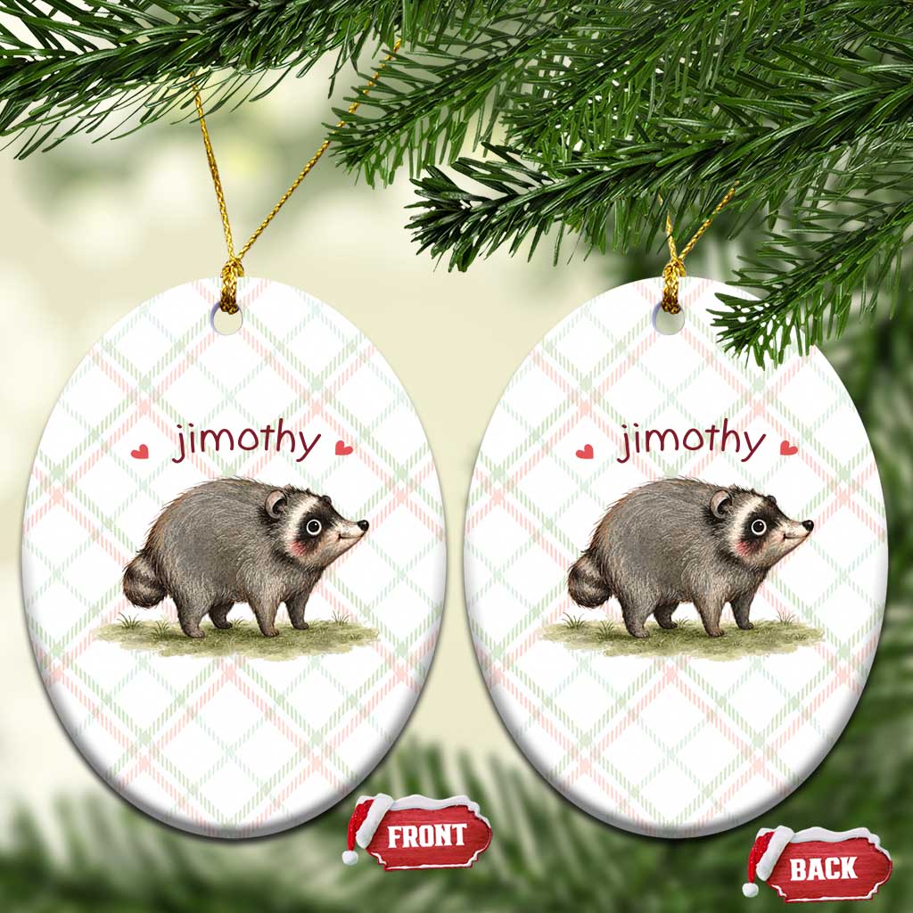 Cute Watercolor Viral Jimothy the Raccoon Ceramic Ornament Viral Seattle Trash Panda Meme