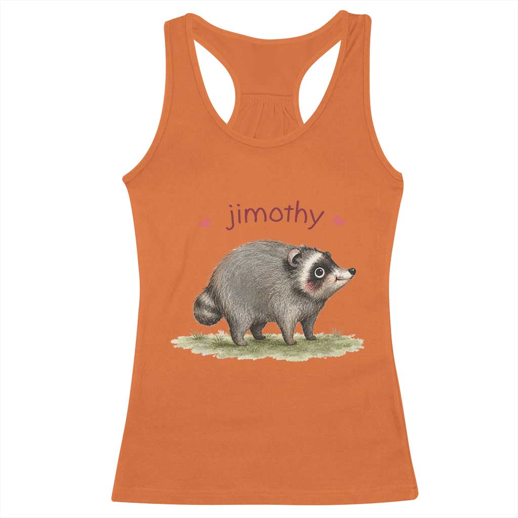 Cute Watercolor Viral Jimothy the Raccoon Racerback Tank Top Viral Seattle Trash Panda Meme