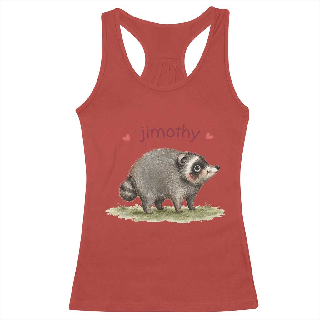 Cute Watercolor Viral Jimothy the Raccoon Racerback Tank Top Viral Seattle Trash Panda Meme