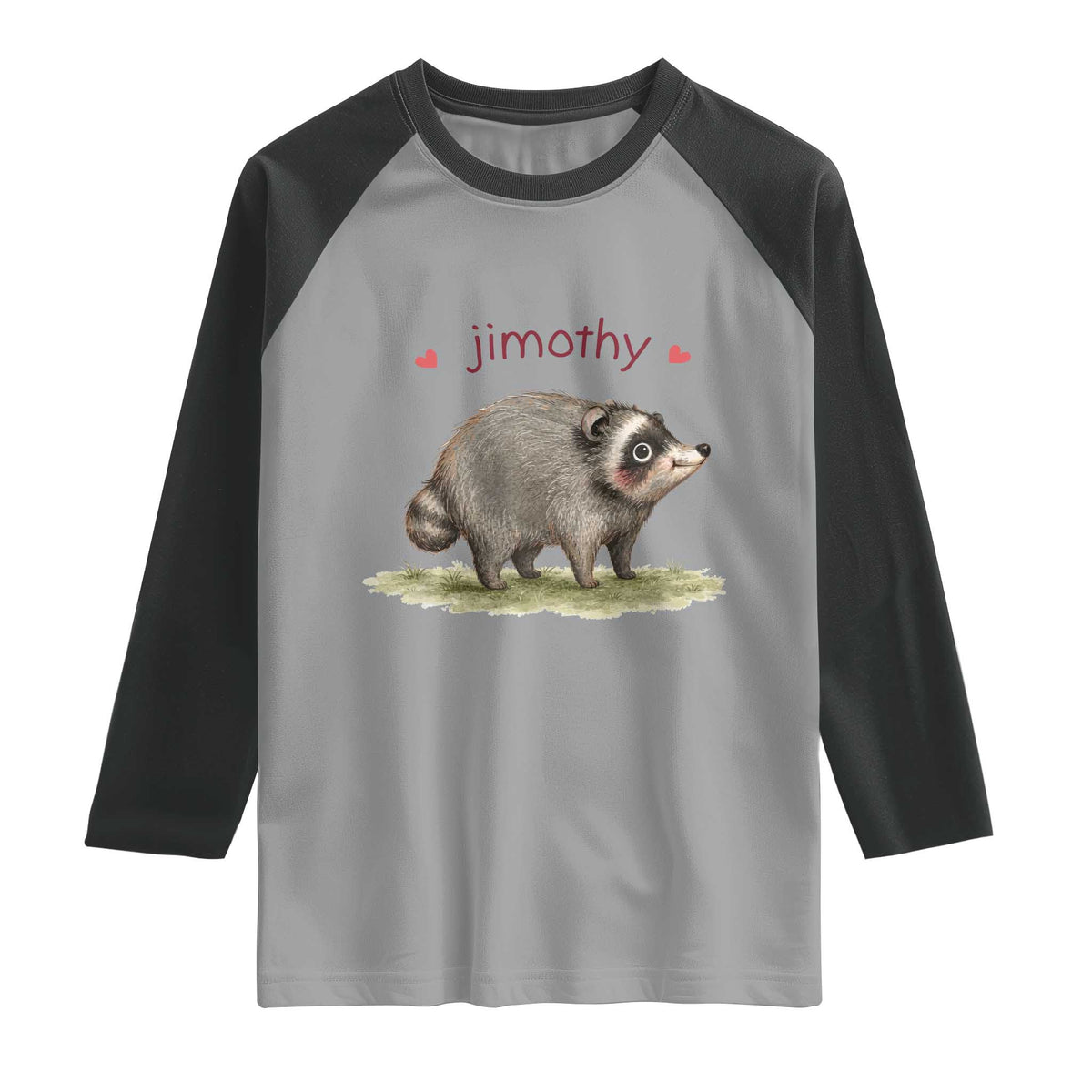 Cute Watercolor Viral Jimothy the Raccoon Raglan Shirt Viral Seattle Trash Panda Meme