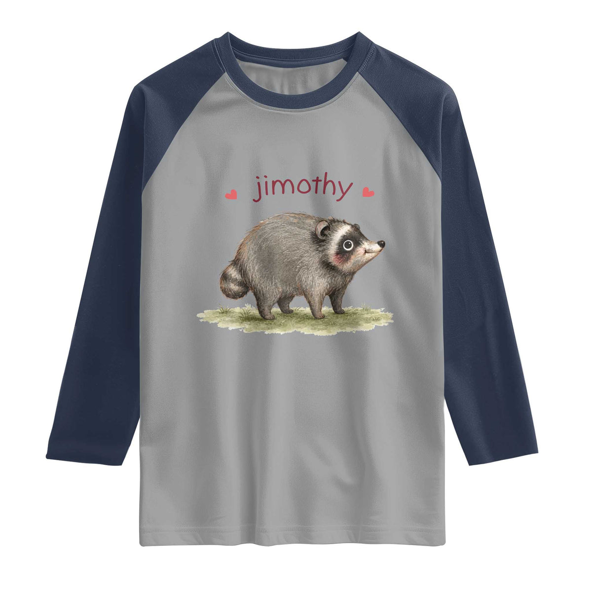 Cute Watercolor Viral Jimothy the Raccoon Raglan Shirt Viral Seattle Trash Panda Meme