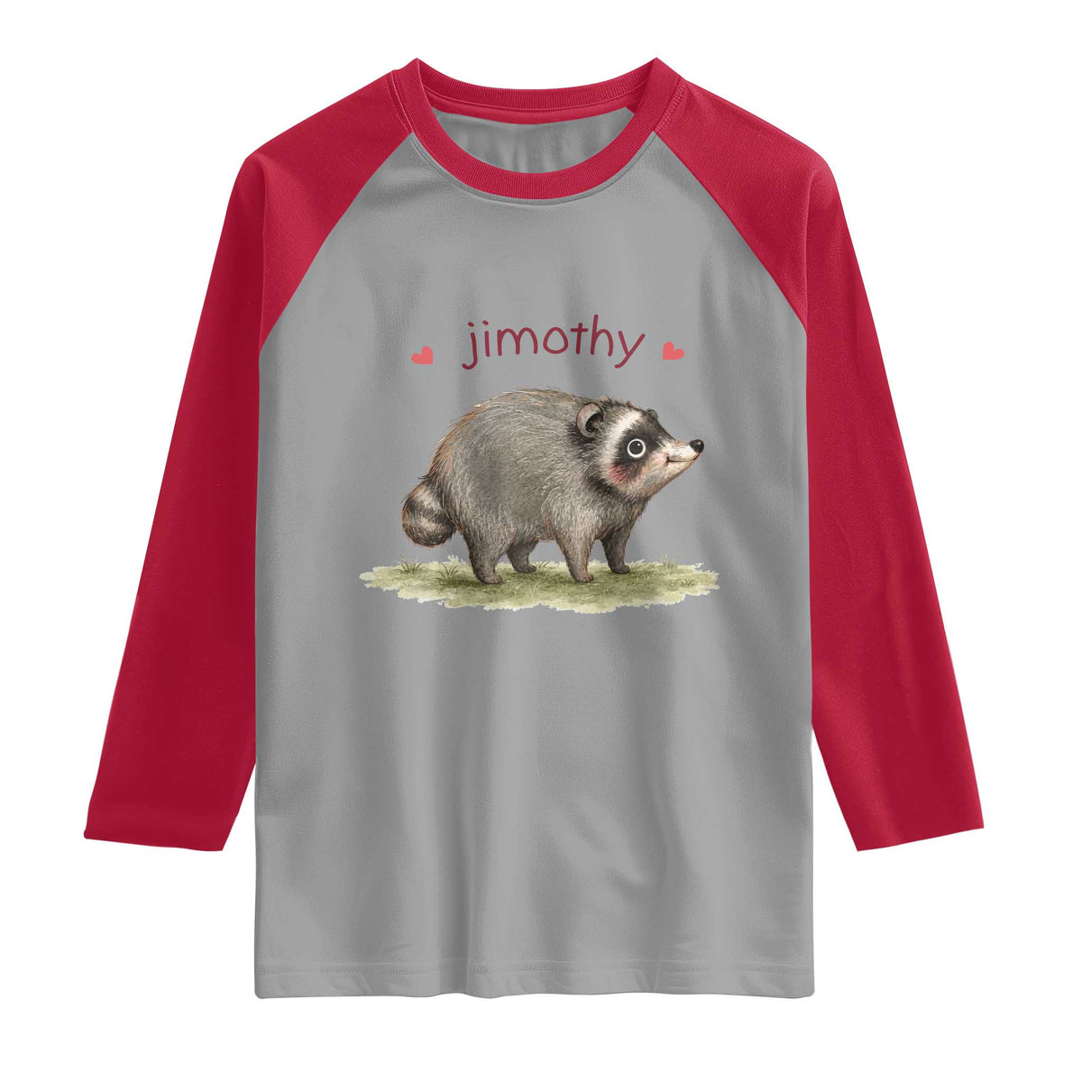 Cute Watercolor Viral Jimothy the Raccoon Raglan Shirt Viral Seattle Trash Panda Meme