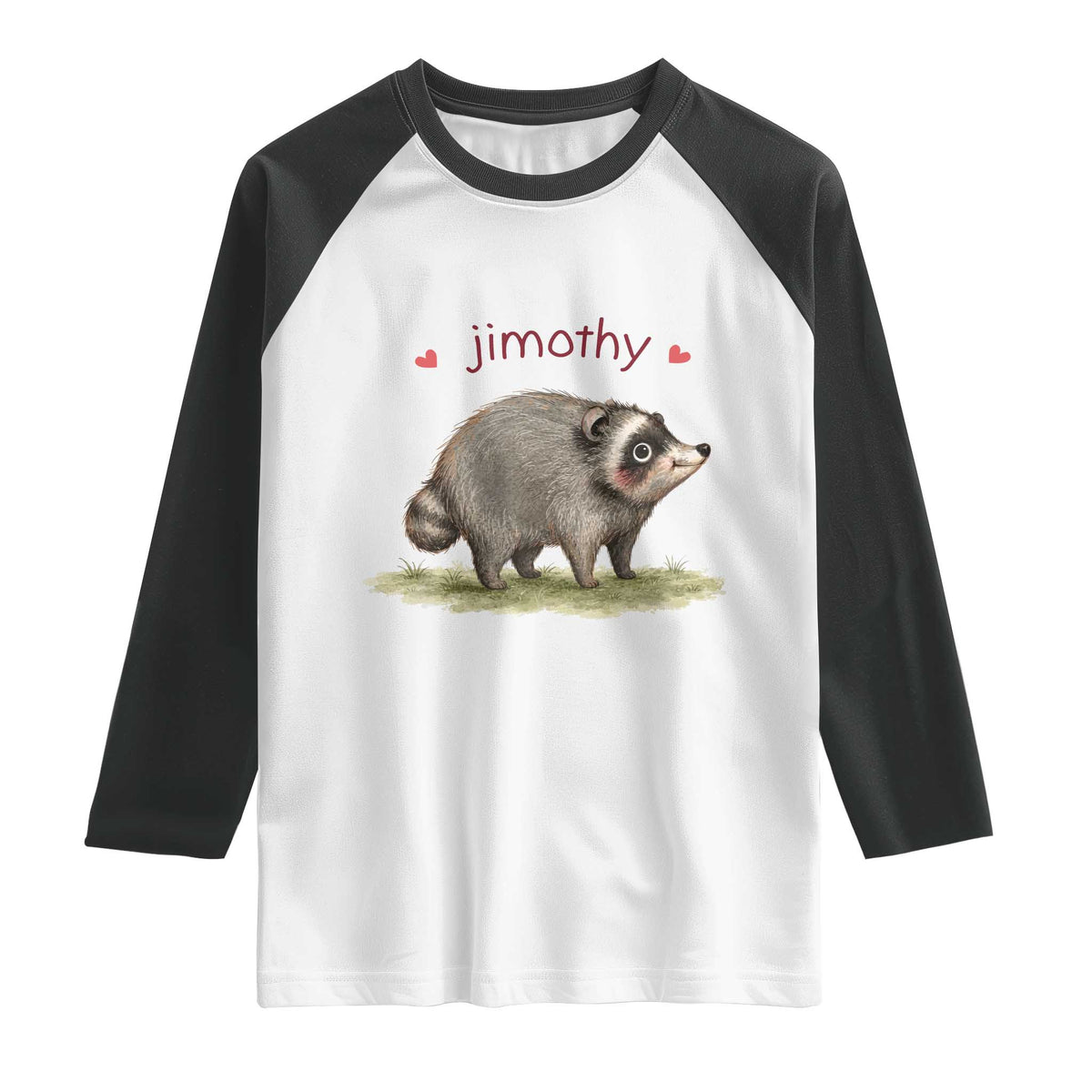 Cute Watercolor Viral Jimothy the Raccoon Raglan Shirt Viral Seattle Trash Panda Meme