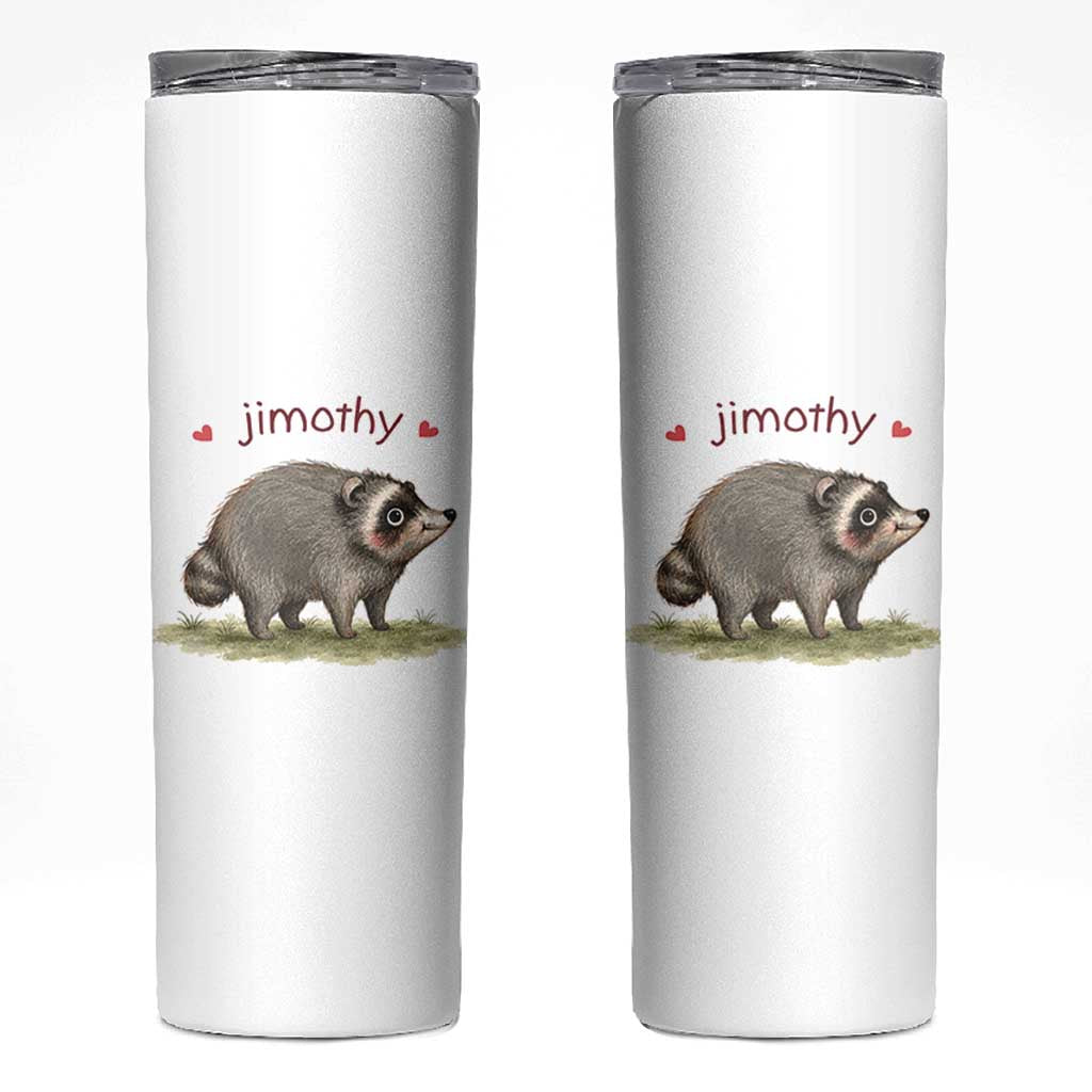 Cute Watercolor Viral Jimothy the Raccoon Skinny Tumbler Viral Seattle Trash Panda Meme