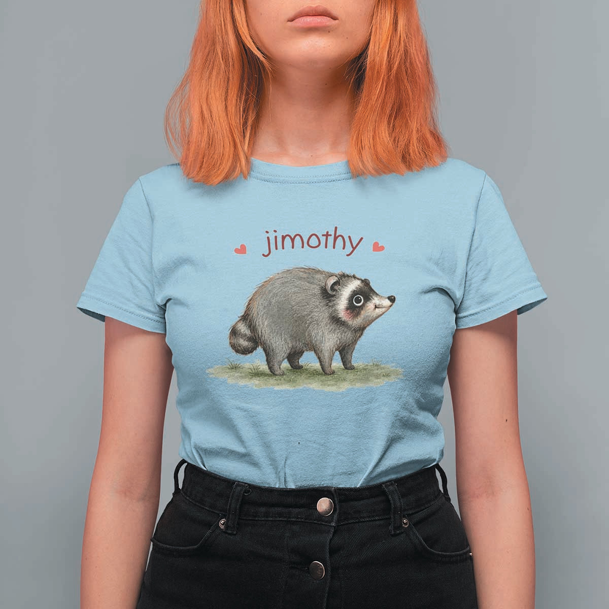 Cute Watercolor Viral Jimothy the Raccoon T Shirt For Women Viral Seattle Trash Panda Meme
