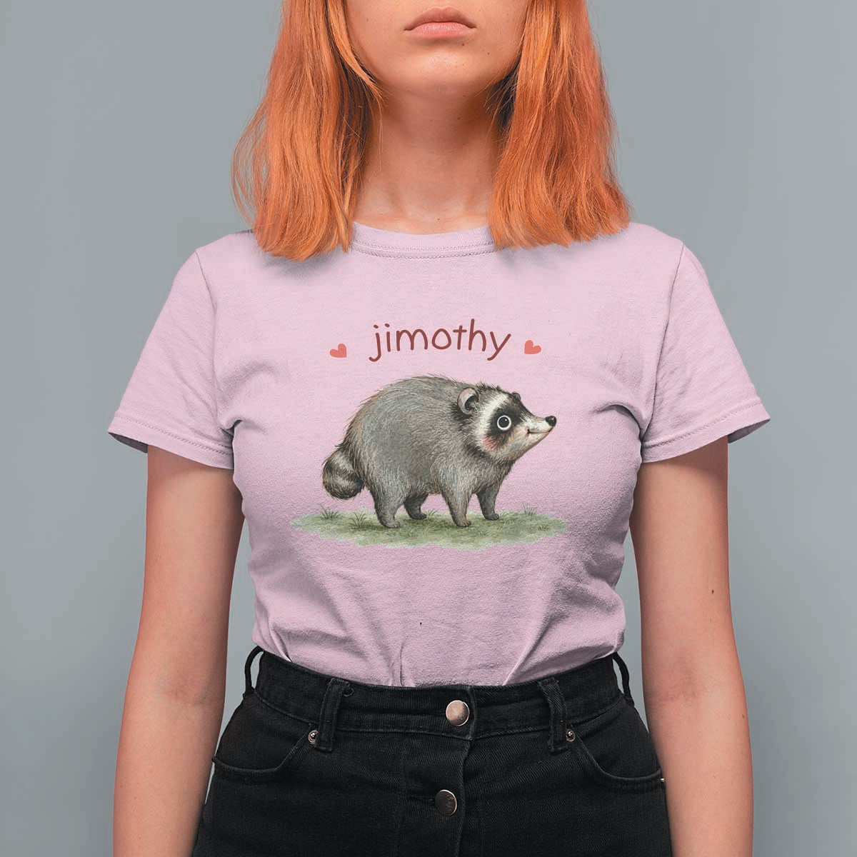 Cute Watercolor Viral Jimothy the Raccoon T Shirt For Women Viral Seattle Trash Panda Meme