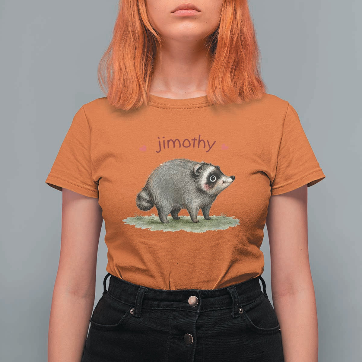 Cute Watercolor Viral Jimothy the Raccoon T Shirt For Women Viral Seattle Trash Panda Meme
