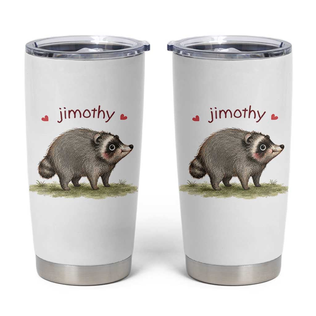Cute Watercolor Viral Jimothy the Raccoon Tumbler Cup Viral Seattle Trash Panda Meme