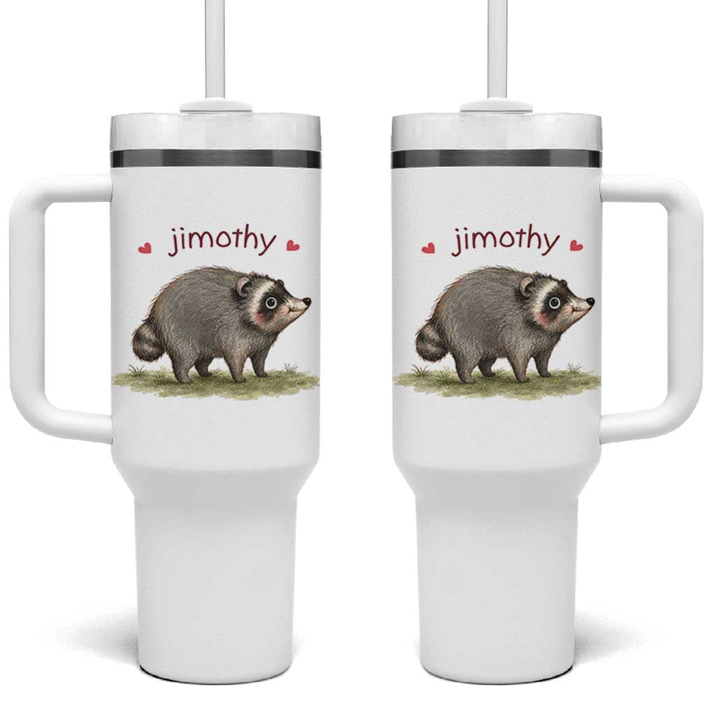 Cute Watercolor Viral Jimothy the Raccoon Tumbler With Handle Viral Seattle Trash Panda Meme