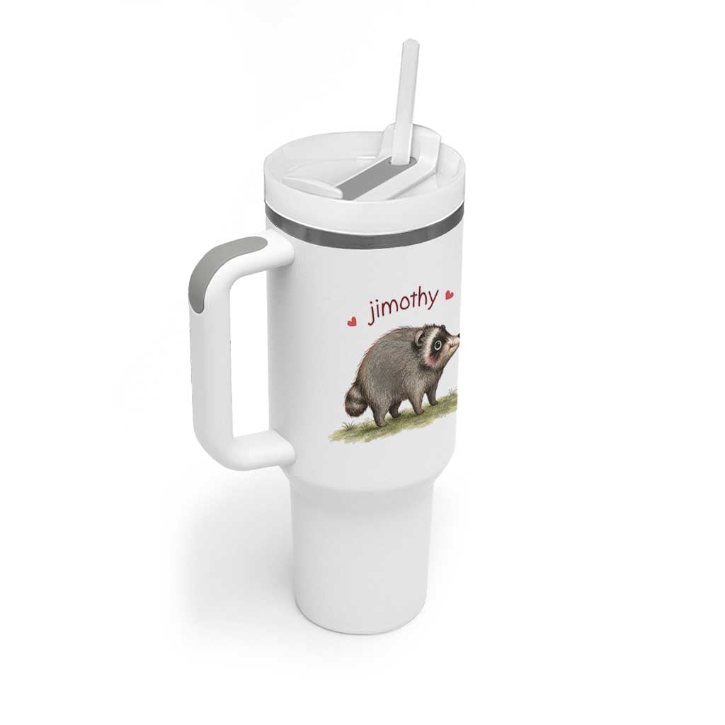 Cute Watercolor Viral Jimothy the Raccoon Tumbler With Handle Viral Seattle Trash Panda Meme