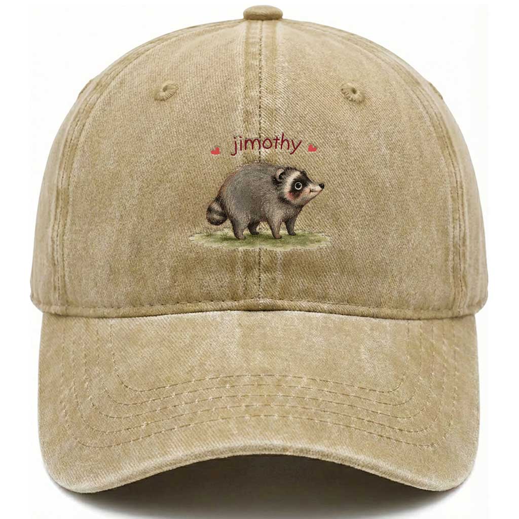 Cute Watercolor Viral Jimothy the Raccoon Washed Cotton Baseball Cap Viral Seattle Trash Panda Meme