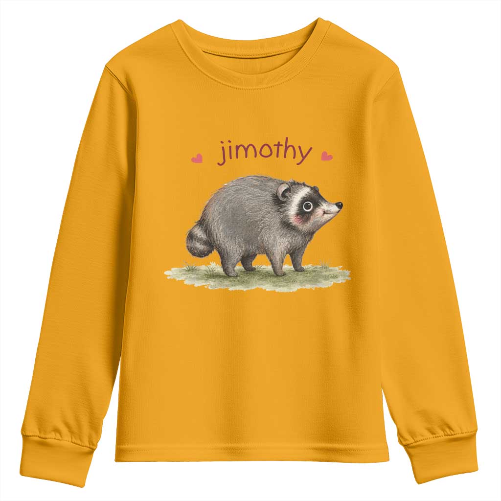 Cute Watercolor Viral Jimothy the Raccoon Youth Sweatshirt Viral Seattle Trash Panda Meme