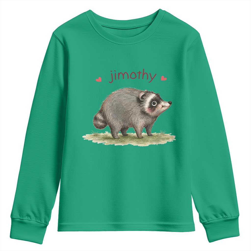 Cute Watercolor Viral Jimothy the Raccoon Youth Sweatshirt Viral Seattle Trash Panda Meme