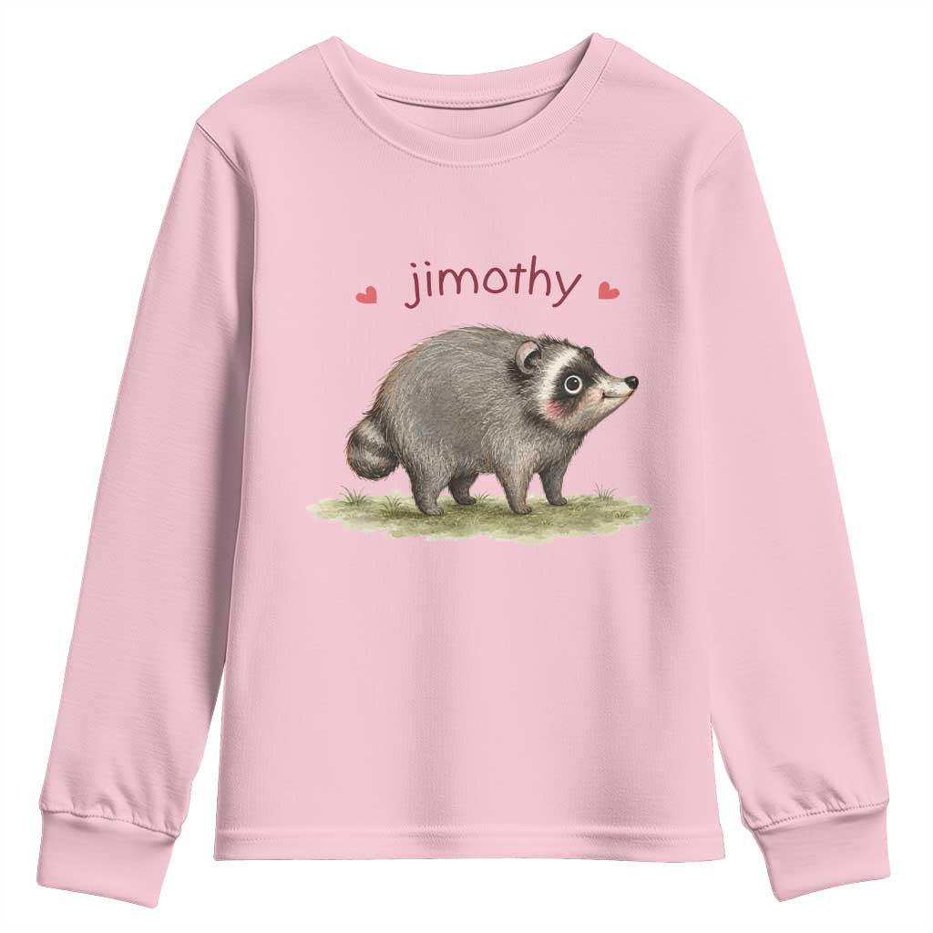 Cute Watercolor Viral Jimothy the Raccoon Youth Sweatshirt Viral Seattle Trash Panda Meme