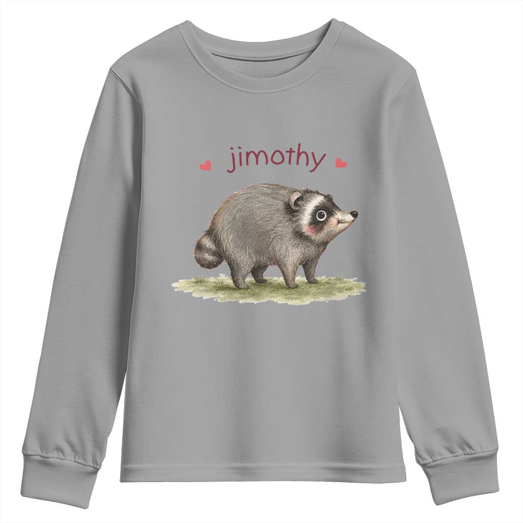 Cute Watercolor Viral Jimothy the Raccoon Youth Sweatshirt Viral Seattle Trash Panda Meme