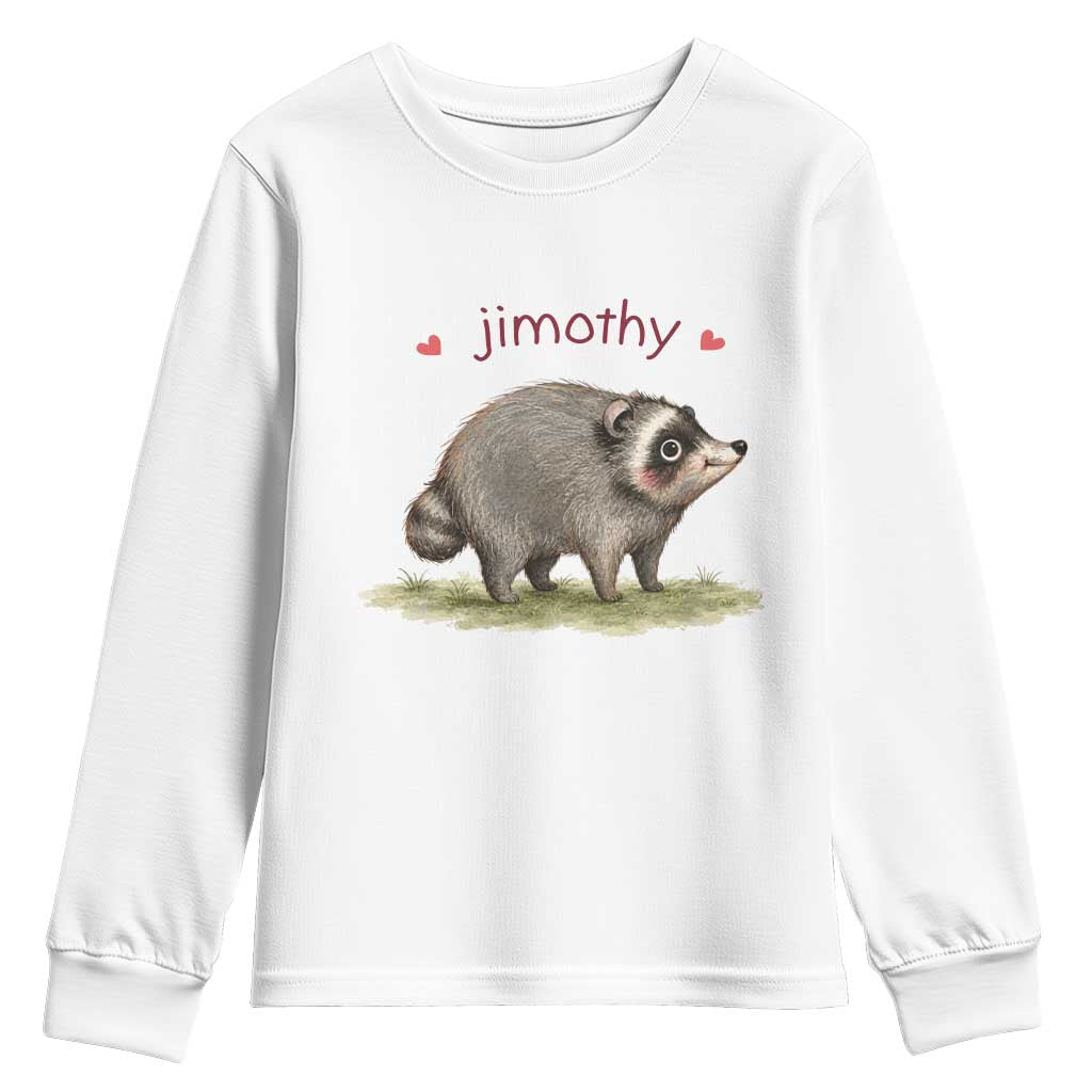 Cute Watercolor Viral Jimothy the Raccoon Youth Sweatshirt Viral Seattle Trash Panda Meme