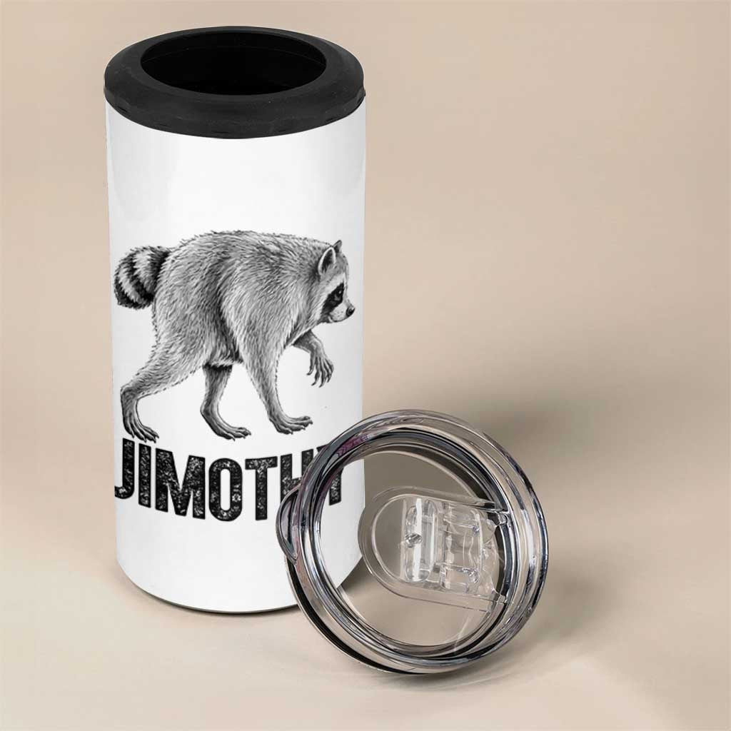 Viral Seattle Jimothy the Raccoon 4 in 1 Can Cooler Tumbler Vintage Trash Panda Meme Graphic