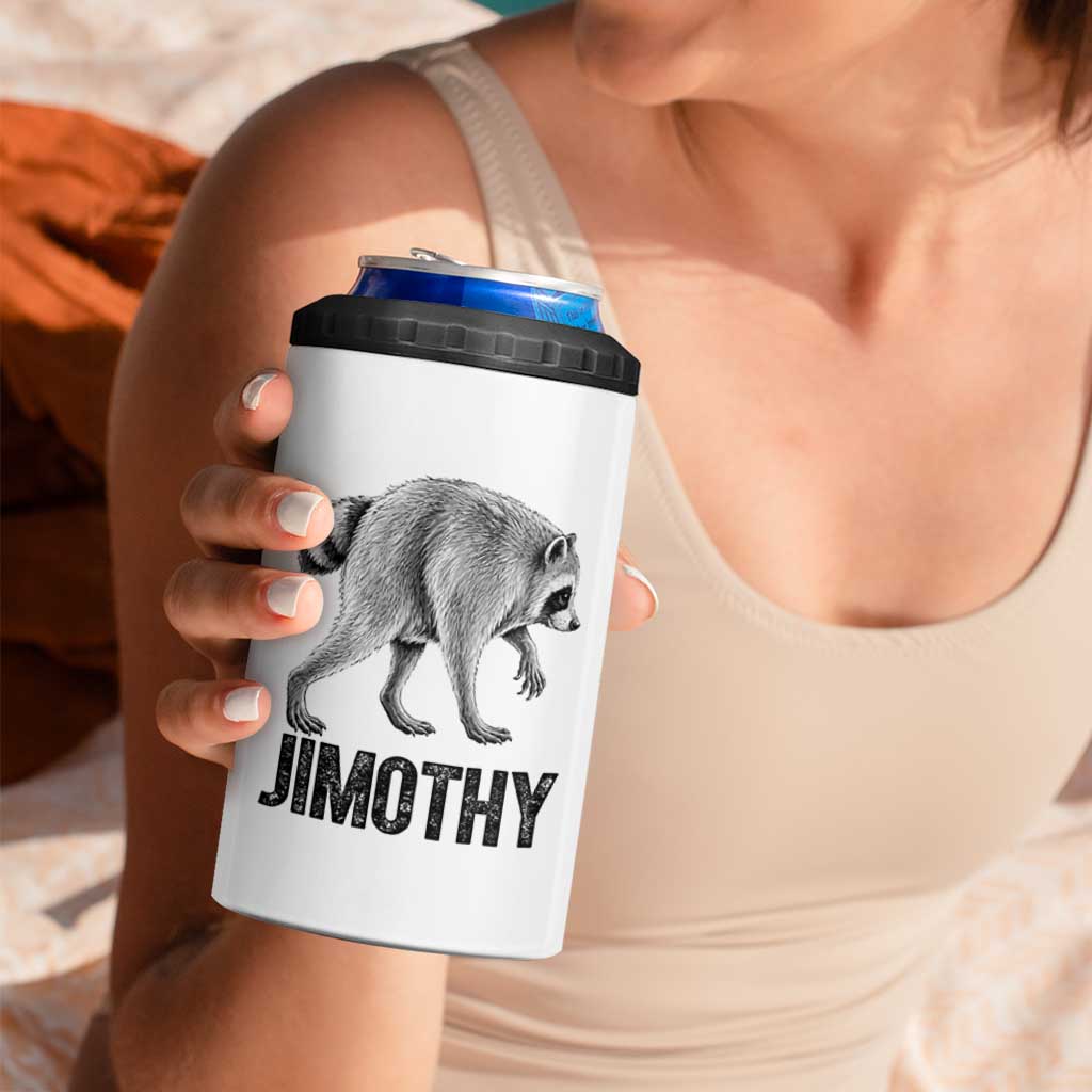 Viral Seattle Jimothy the Raccoon 4 in 1 Can Cooler Tumbler Vintage Trash Panda Meme Graphic
