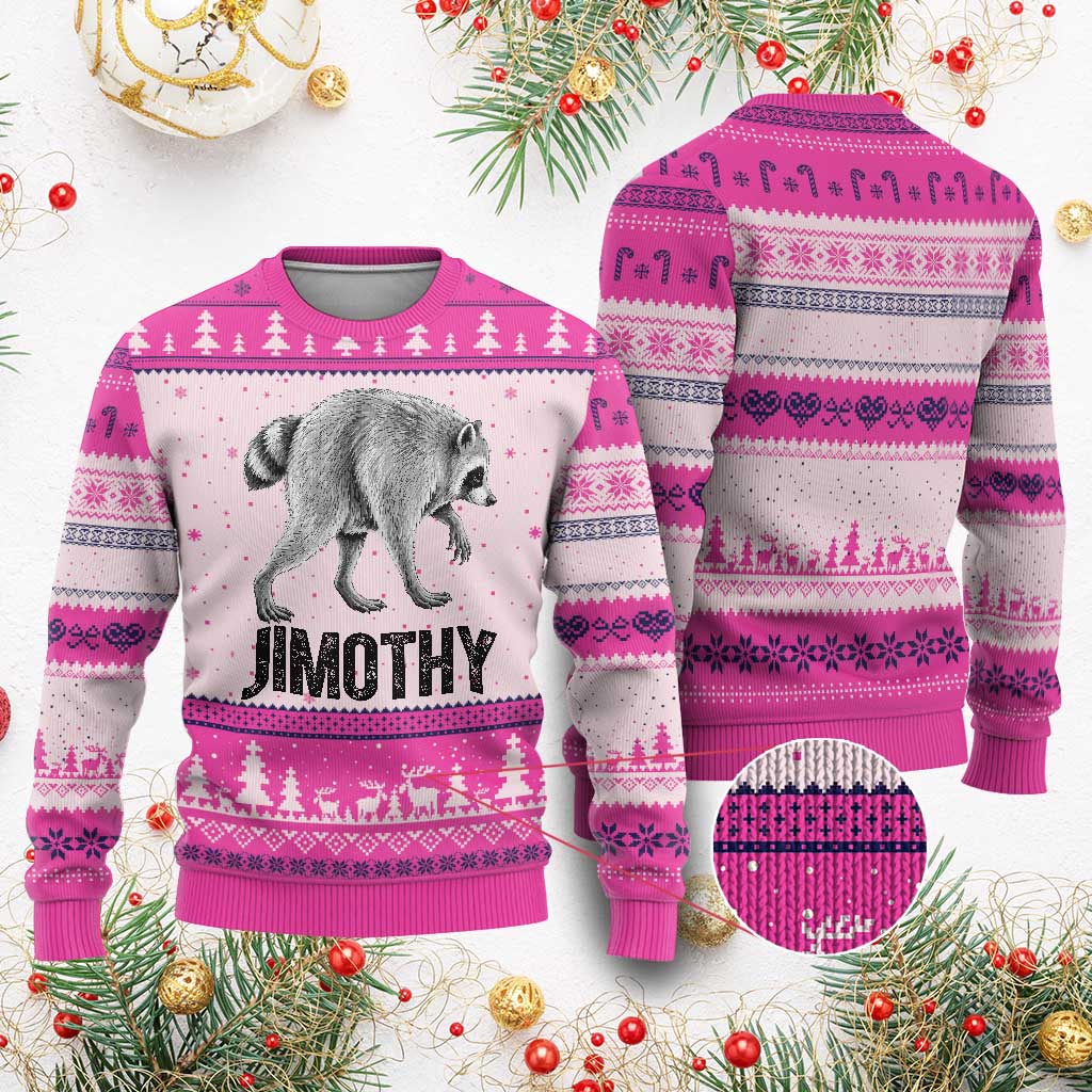 Viral Seattle Jimothy the Raccoon Ugly Christmas Sweater Vintage Trash Panda Meme Graphic