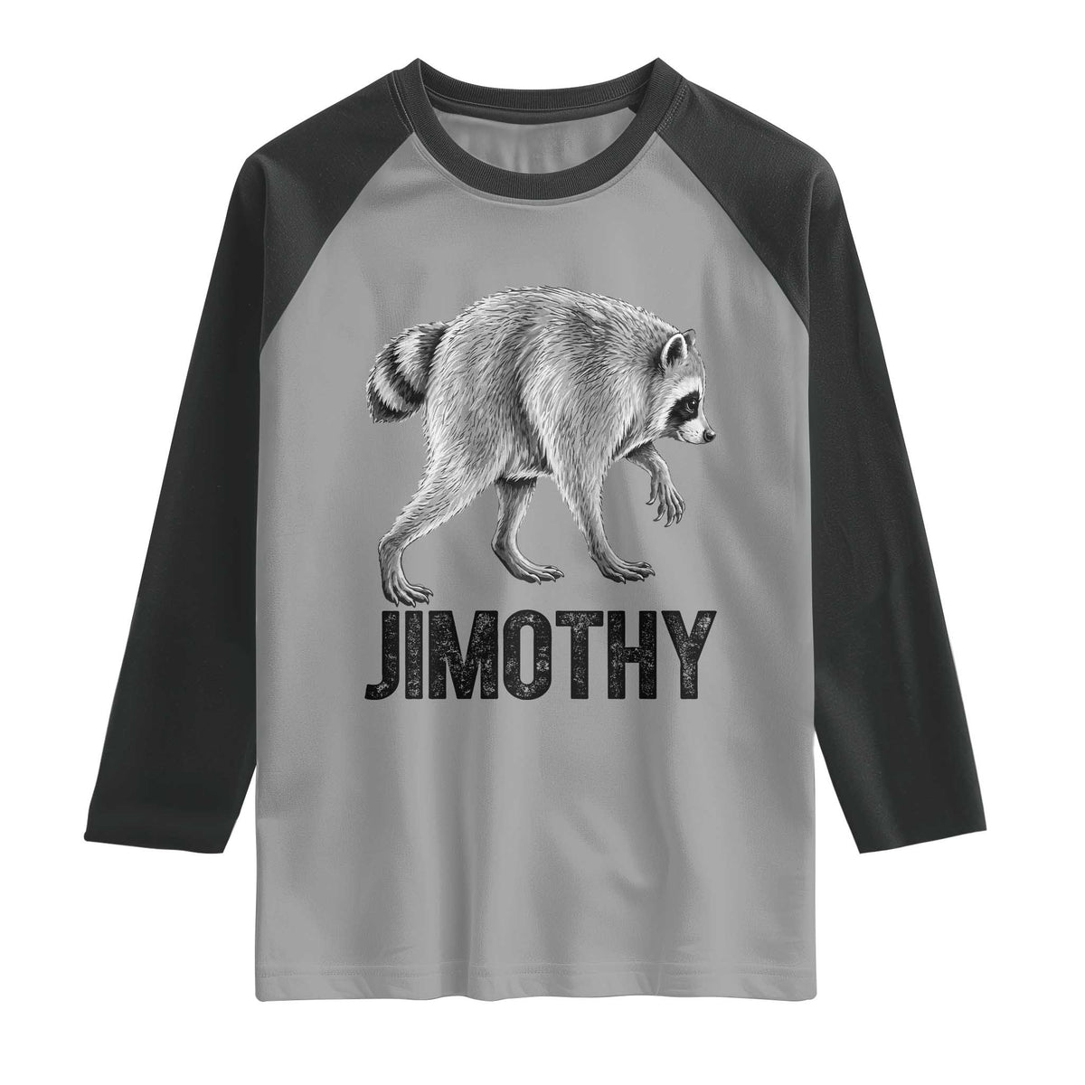 Viral Seattle Jimothy the Raccoon Raglan Shirt Vintage Trash Panda Meme Graphic