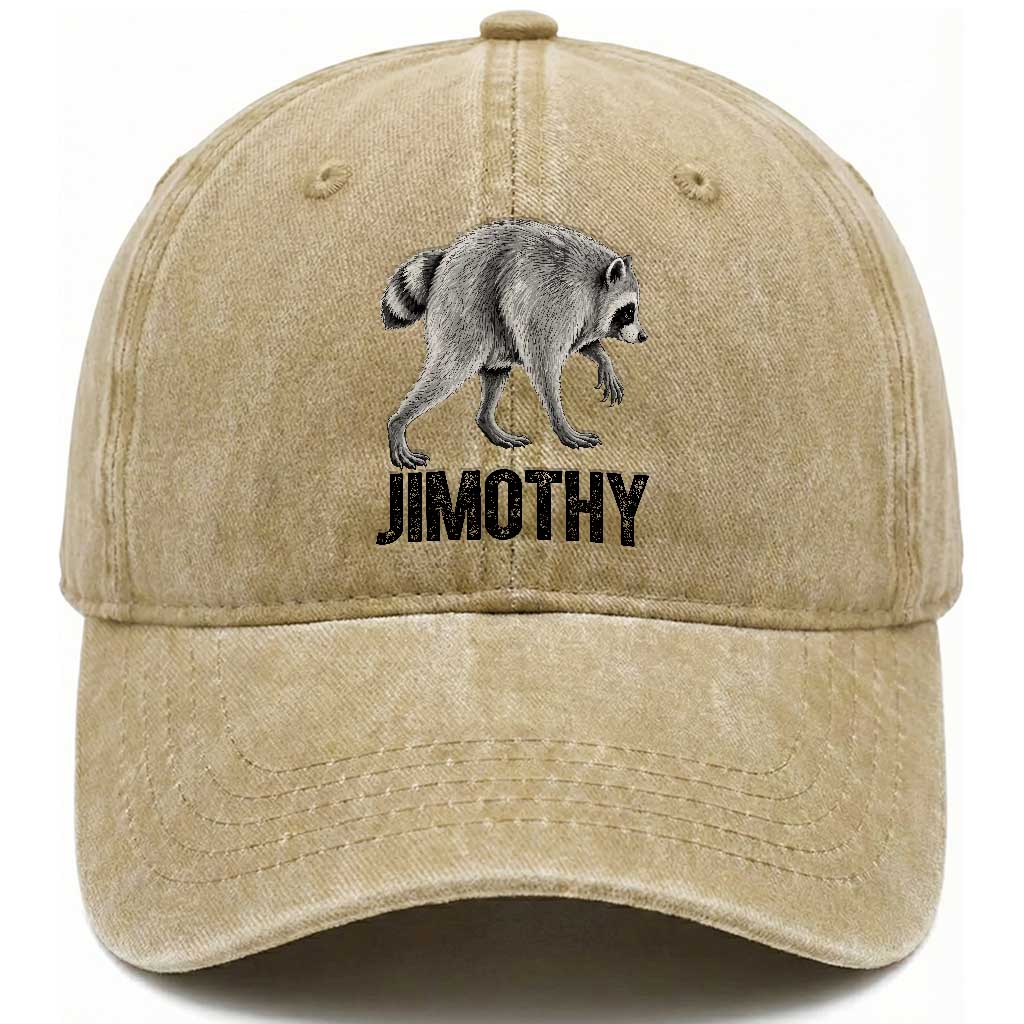 Viral Seattle Jimothy the Raccoon Washed Cotton Baseball Cap Vintage Trash Panda Meme Graphic