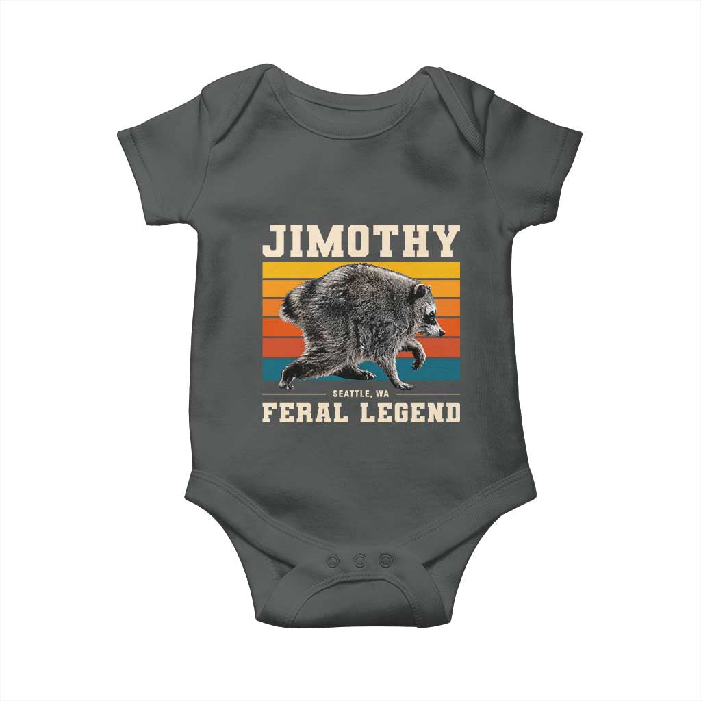 Jimothy from Seattle WA Feral Legend Raccoon Baby Onesie Viral Trash Panda Retro Sunset Strip Graphic